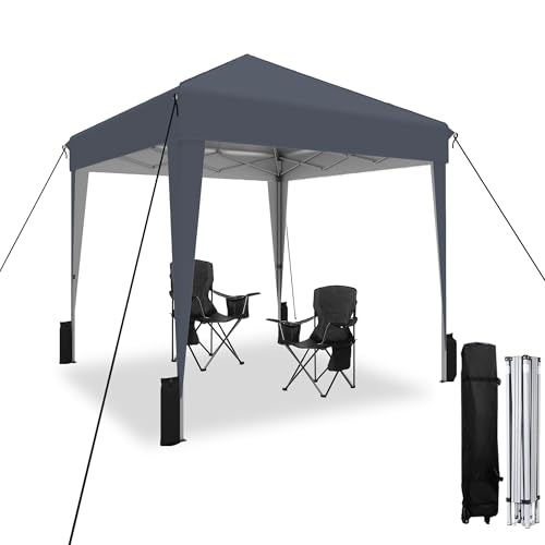 Pop Up Gazebo 2m x 2m, Waterproof Windproof Outdoor Canopy Tent for Garden Parties, Camping & BBQ, All-Weather Heavy Duty Gazebo - Dark Grey