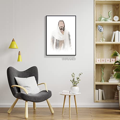 Oaopic Watercolor Christian Jesus Pictures For Wall Art Jesus Portrait Canvas Poster Christ Spiritual Prints Painting Boho Minimalist Religious Picture Wall Decor For Bedroom 12X16In Unframed #TOP5