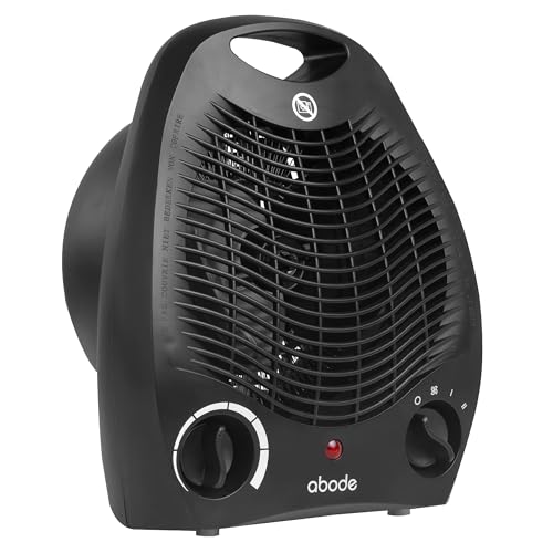 Abode Electric Fan Heater 2000W with 2 Heat Settings, Overheat Protection & Safety Tip Over Switch, Adjustable Thermosat & Cooling Only Setting, Portable & Lightweight Black AFH1002B
