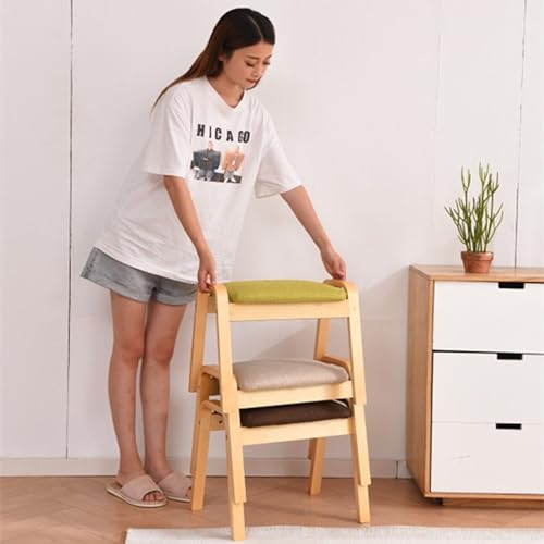 Tabouret ottoman aspect lin 36cm avec pieds en bois