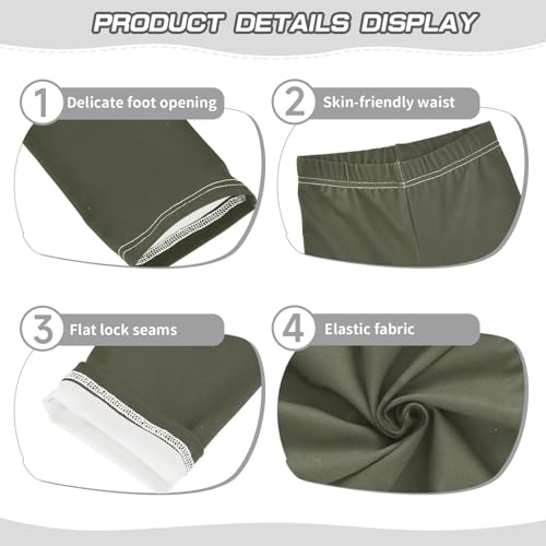 DOMIKING Olive Green Girl's Leggings Pants Kids' Yoga Pants Stretchy Active Legging 4 Years3