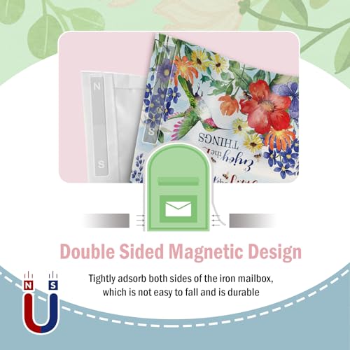 Image of Spring Summer Hummingbird Flower Mailbox Cover Magnetic Standard Size 20.5 inch x 18 inch, Enjoy The Little Things Floral Decorative Post Letter Box Wrap Decor, Bee Garden Yard Outdoor Decoration
