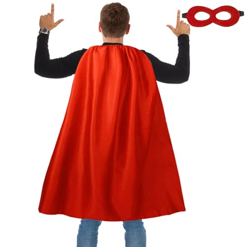 Dajiahao Adult Superhero Capes and Masks -Halloween Vampire Capes Adult Capes Cosplay Costume Party(Red-120CM)