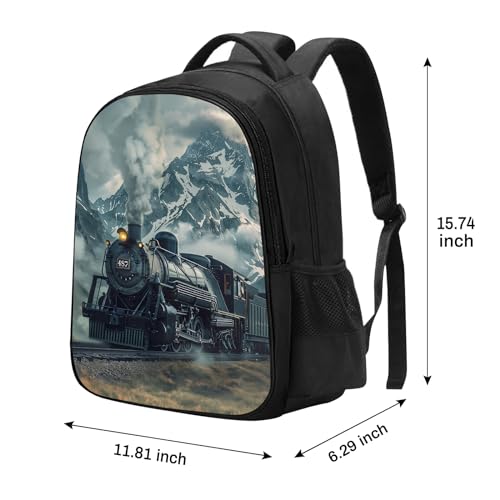 SARA NELL Train Backpack for Boys, Steam Train School Book Bag for Kids Toddler, 15.7 Inches Cars Bookbags with 2 Main Compartments for Kindergarten Elementary Students2