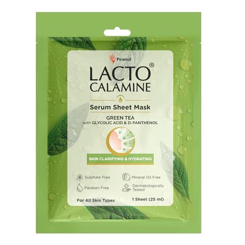Image of Lacto Calamine Green Tea Face Sheet Mask |Instant Hydration |Glycolic Acid & D-Panthenol| 25 ml