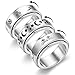 PROJEWE 3 Stück Spinner Ringe für Damen Fidget Anxiety Ring Edelstahl Ring Set Mond Stern Blume Katze Ring Zappeln Band Ringe Stressabbau Meditations Band Ringe für Frauen Herren