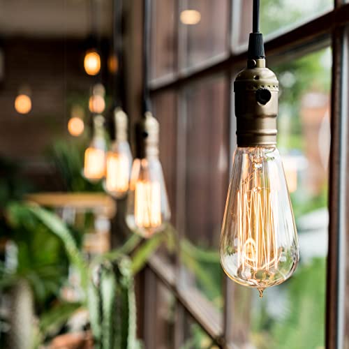Letaclanic E26 Dimmable Edison Light Bulbs, 6 Pack 40W Amber Warm White 2700K Light Bulbs, Filament Vintage Bulbs Antique Style Incandescent Bulbs St58 Tear Drop Top For Chandeliers Pendant Lighting #TOP5