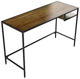 Industrial Vintage Design Space Saver Entryway Hallway Console Table Desk with Lower Shelf Storage , Wood Top and Metal Black Metal Frame