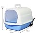 Enclosed Cat Toilet with Hood for Litter Management and Easy Access, Blue
