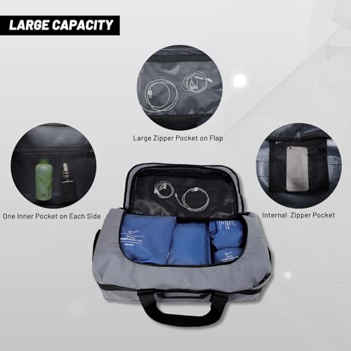 40L Large Duffle Bag for Men Travel Duffel Backpack with Detachable Straps for Gym Sports, Heavy Duty and Water Resistant (Grey) - Image 3