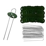 ミナトワークス 極太3.5mm Uピン杭＋緑丸付き 20cm 500本セット (グリーン／防草シート用)