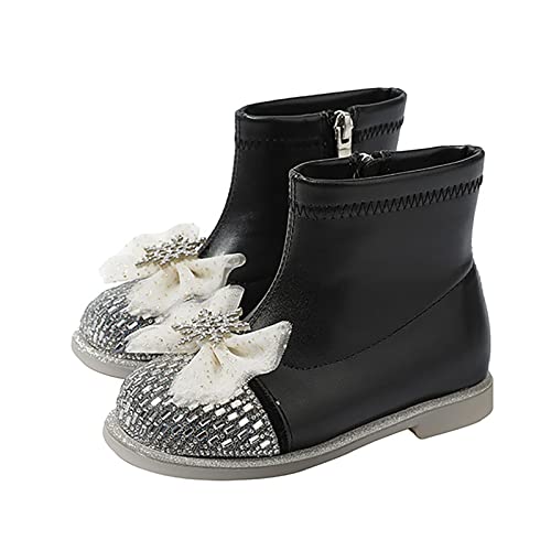 Sapatos de couro para meninas botas de tornozelo com glitter infantil salto baixo botas sociais moda