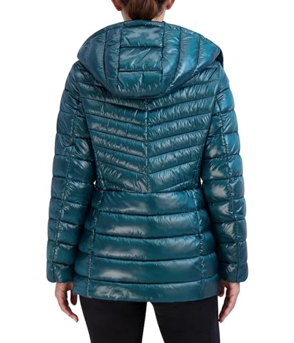 Cole Haan Women's Pearlized Faux Down Jacket with Removable Hood2