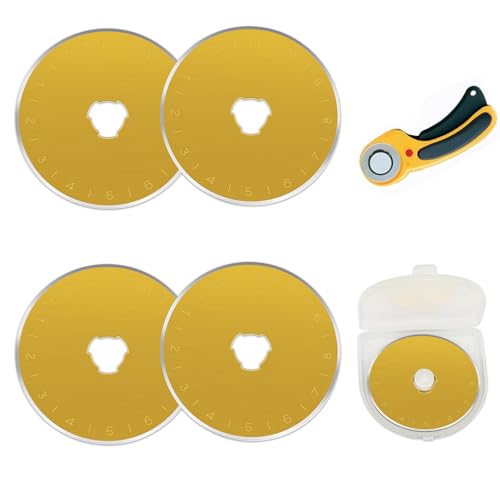 5 Pack Rotary Cutter Blades 45mm Titanium Coated Universal Rotary Cutter Blades for Olfa Fiskars TrueCut DAFA 45mm Fabric Cutting Blades for Sewing Quilting Crafting Scrapbooking