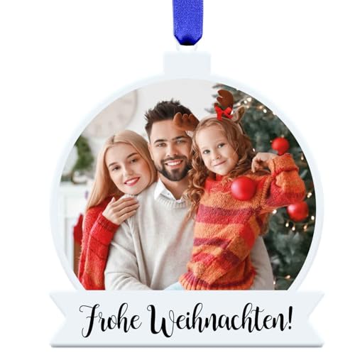 GRAVURZEILE Christbaumschmuck aus Acryl - Foto Kreis - Personalisiert mit Name & Foto - Weihnachtsanhänger - Weihnachtsbaum Dekoration - Geschenk für Familie, Freunde & Paare zu Weihnachten