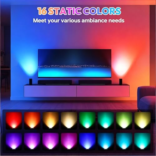 4 Pack RGBW Uplights Indoor for Plants, Wall Art & Bedroom Color Changing LED Spotlights with Remote & Foot Switch, Dimmable Floor Can Lights with Memory, Accent Lighting for Living Room Party Decor by Qeeanmo - Used condition - Image 2