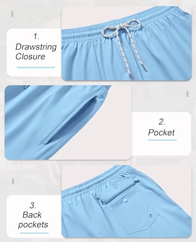Image of Gleeease 5inch Mens Swim Trunks: 2 in 1 with Compression Liner Lined Soft Stretch Quick Dry Solid Pockets Drawstring Beach
