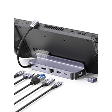 UGREEN Steam Deck Dock, estação de acoplamento USB C 6 em 1 com 4K @ 60 Hz HDMI, Gigabit Ethernet, carregamento PD 100 W 1xUSB C 2X USB 3.0 Compatível com Steam Deck Rog Ally iPhone 15 Pro/Pr