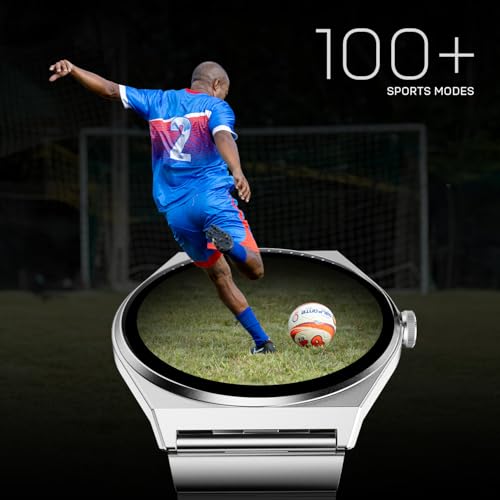 Image of Fire-Boltt Phoenix Nova Smartwatch 1.43 inch Slim Super AMOLED Display, 466x466 Pixel Always-On Display, Bluetooth Calling, Health Tracker for Men & Women Titan Silver