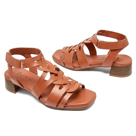 Ruiee Sandálias femininas de salto grosso – salto baixo bloco verão tiras quadradas bico aberto sandálias de casamento elegantes para mulheres., Tan 090, 41