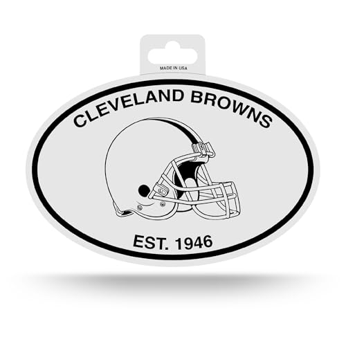 Autocollant Cleveland Browns Rico Industries ovale noir et blanc pour fans
