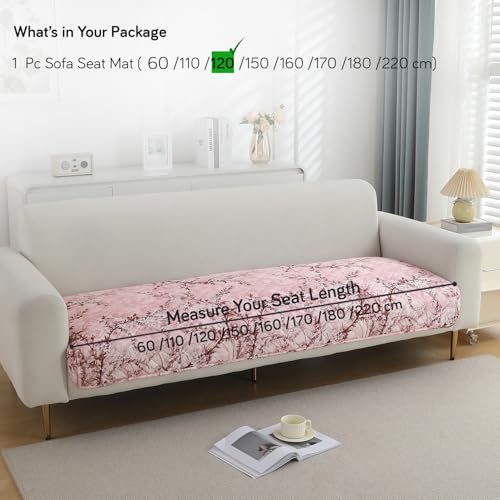 Image of HOKIPO Polyester Printed Waterproof + Anti-Slip + Quick Dry Sofa Seat Mats, Blossom Flower Pink - Length 120cm (AR-5231-P5)