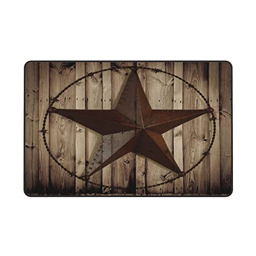 Soft Area Rug For Living Room,Western Texas Star Rustic Wood Board,Large Floor Carpets Doormat Non Slip Washable Indoor Area Rugs For Bedroom Kids Room 5 X 7Ft #TOP7