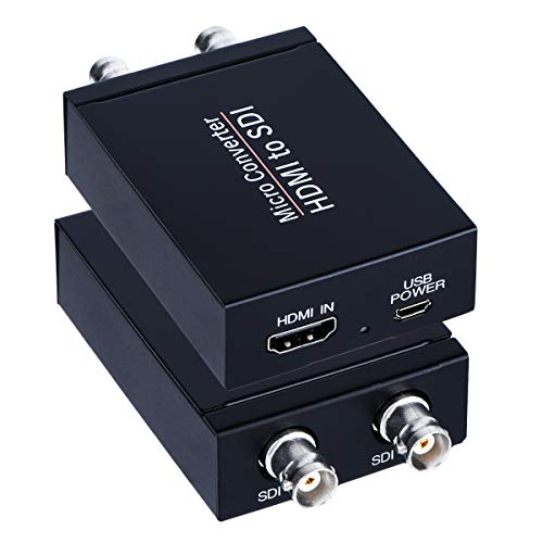 HDMI to SDI Converter, HDMI in Two SDI Output SD HD 3G-SDI Video Adapter Auto Format Detection Video Converter Stereo Audio Embedder for Camera