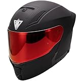 Broken Head Klapphelm BND Stealth - Motorradhelm mit Sonnenblende, Touring-Helm, Vorbereitet Für Kommunikation, Belüftungssystem, Schwarz Matt, ECE 22.06 (+ Rotes Visier, M 57-58 cm)