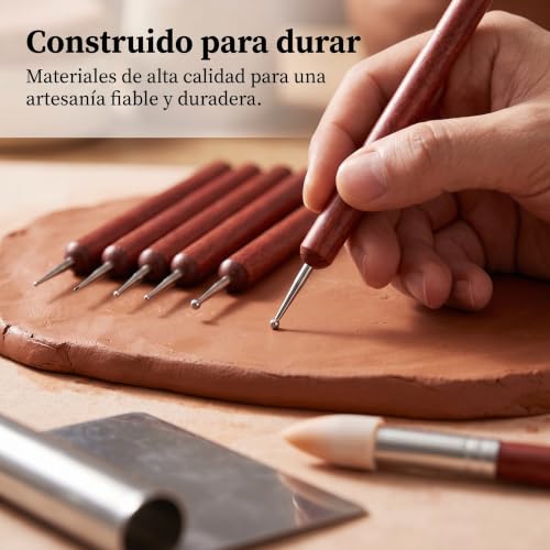 Herramientas de arcilla y alfarería de 46 piezas color rojo para aprender a esculpir 3