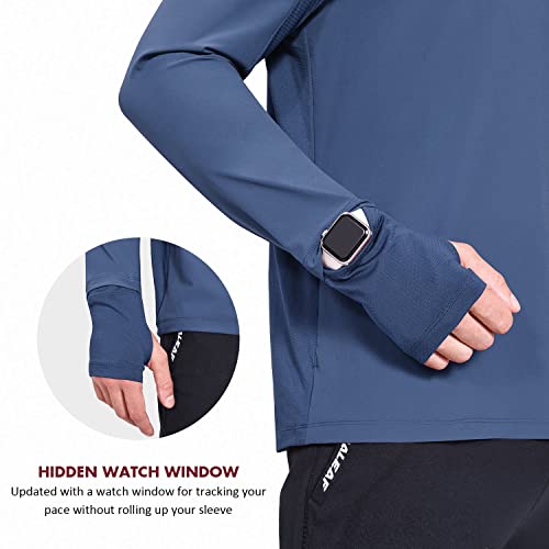 Baleaf Men's Quarter Zip Pullover Spf Shirts Long Sleeve Lightweight Quick Dry For Running Cycling Blue 3Xl #TOP1