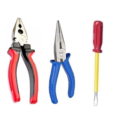 Sky Blue Enterprises Nose Plier Combo Cutting Player Plier Tools Steel Long Nose Combination Screwdriver Set Plastic Steel For Home Electrical Work