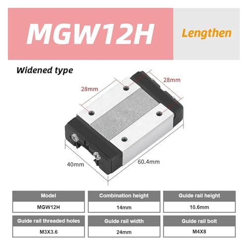 Guía lineal con carro para impresora 3D MGW12H de 700 mm 3