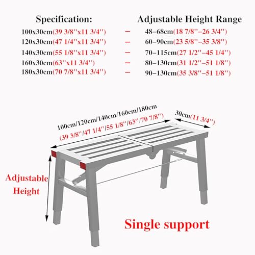 Plateforme de Travail Échafaudage D'escalier avec Pieds Réglables, Établi Antidérapant pour Travaux de Peinture, Plate-forme de Chantier Pliable, Échafaudages Portables(100x30cm(39 3/8"x11 3/4")) – vue 9
