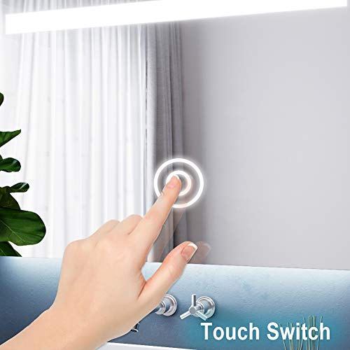 ELEGANT 900 x 700 mm Horizontal Vertical LED Illuminated Bathroom Mirror Light Touch Sensor + Demister