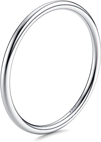 ORAZIO 1mm Thin Ring S925 Sterling Silver Ring Stacking Midi Thumb Knuckle Pinky Ring Polished Plain Minimalistic Point Finger Band Ring for Women Girls Comfort Fit Size 5 to 11 6