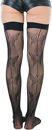 Image of ToBeInStyle Women's Sexy Nylon Versatile Fine Fishnet Thigh High Stockings w /Opaque Band