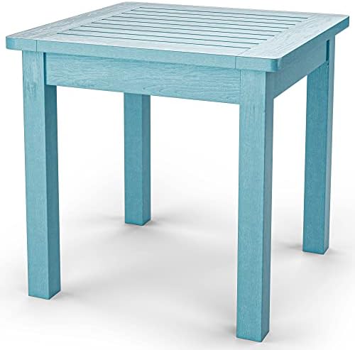 YEFU Oversize Outdoor Side Table, 18 Inch Outside Plastic Adirondack Side Table Weather Resistant, Hips High Strength Poly Wood Rustproof Waterproof Material for Patio, Pool, Front Porch Table(Blue)