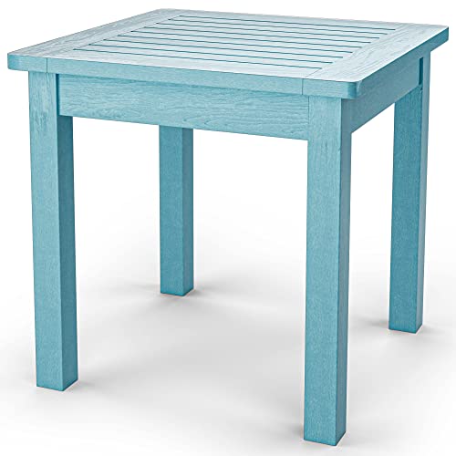 Yefu Oversize Outdoor Side Table, 18 Inch Outside Plastic Adirondack Side Table Weather Resistant, Hips High Strength Poly Wood Rustproof Waterproof Material For Patio, Pool, Front Porch Table(Blue) #TOP6