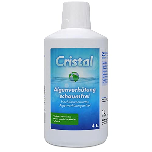 Cristal Algenverhütung 1 l SCHAUMFREI - Verhindert Algenwachstum im Pool - Algenvernichter Algizid Algenschutz - Algezid für Pool & Whirlpool
