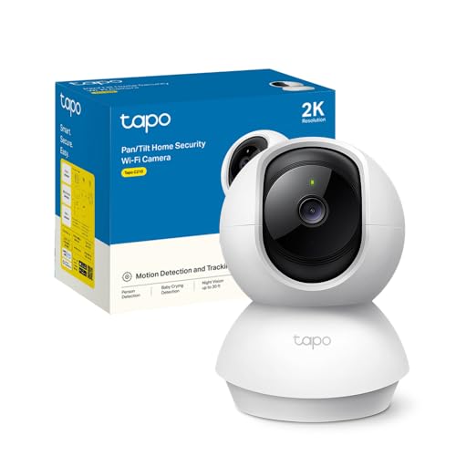Tapo C210 Telecamera Wi-Fi Interno 2K(3MP), Videocamera Sorveglianza, Visione Notturna, Notifiche in Tempo Reale, Storage su Cloud, MicroSD fino a 512GB, Funziona con Alexa e Google Assistan