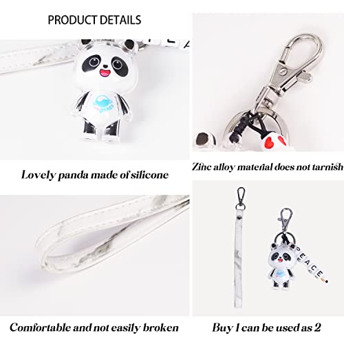 Cute Panda Wristlet Keychain With Card Wallet Fragrant Volcanic Rocks Elastic Silicone Beaded Keyring Bracelet For Women… #TOP2