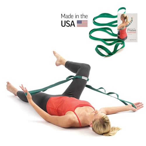 optp the original stretch out strap with exercise pilates essentials book - usa made top choice for physical therapy pilates stretching or knee therapy