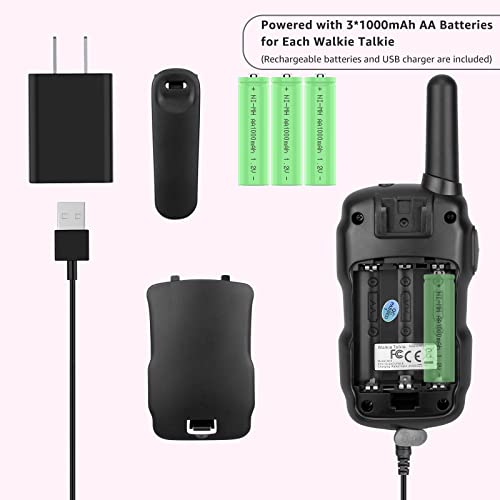 Wishouse Walkie Talkies For Kids Rechargeable With Usb Charger 6000Mah Battery,Outdoor Camping Games With Flashlight Lanyard,Toys For Girls,Halloween Xmas Birthday Gift For Children 2 Pack Pink Purple #TOP7