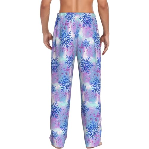 Christmas Winter Snowflake Blue Mens Pajama Pants Cozy Lounge Baggy Lightweight Pj Pants Lounge Bottoms With Elastic Waist3