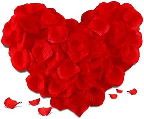 Aldeepo 1000 Pcs Artificial Rose Petals for Romantic Night, Fake Rose Flower Petals for Wedding, Party, Valentines Day Decorations for The Home (Red)