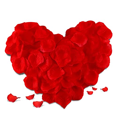 Aldeepo 1000 Pcs Artificial Rose Petals For Romantic Night, Fake Rose Flower Petals For Wedding, Party, Valentines Day Decorations For The Home (Red) #TOP8