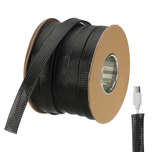 Gaine tressée extensible en PET pour ranger les câbles de la TV et de l'ordinateur