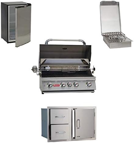 AMS Fireplace | Bull Angus 30" 4-Burner Built-In Gas Grill W/Refrigerator SS Burner | Natural Gas
