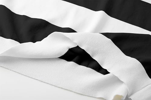 DAIMIDY Women's Striped Sweater Short Sleeve Crew Neck Color Block Knit Blouse Pullover Tops4